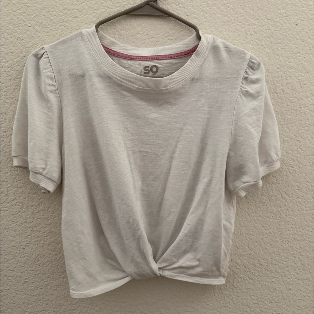 SO Women's White Twist-Front Top